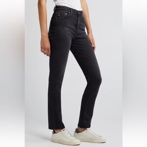 AG Mari High Waist Ankle Straight Leg, Black Denim- 30